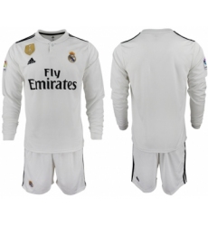 2018-19 Real Madrid Home Long Sleeve Soccer Jersey