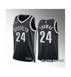 Men's Brooklyn Nets #24 Cam Thomas Black Icon Edition Stitched Basketball Jersey