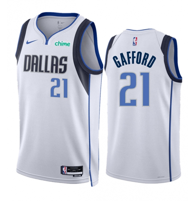 Men's Dallas Mavericks #21 Daniel Gafford White Association Edition Stitched Basketball Jersey