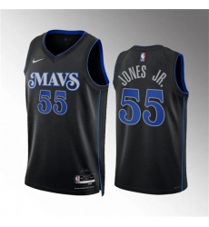 Men's Dallas Mavericks #55 Derrick Jones Jr Black 2023-24 City Edition Stitched Basketball Jersey