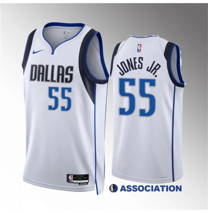 Men's Dallas Mavericks #55 Derrick Jones Jr White Association Edition Stitched Basketball Jersey