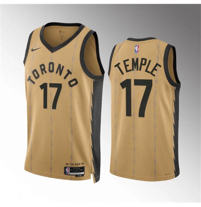 Men's Toronto Raptors #17 Garrett Temple Gold 2023-24 City Edition Stitched Basketball Jersey