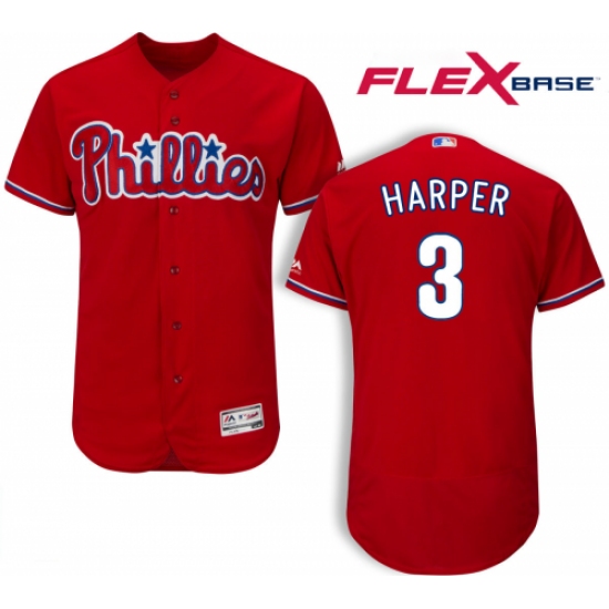 Men's Philadelphia Phillies #3 Bryce Harper Red Flexbase Authentic Collection Stitched MLB Jersey