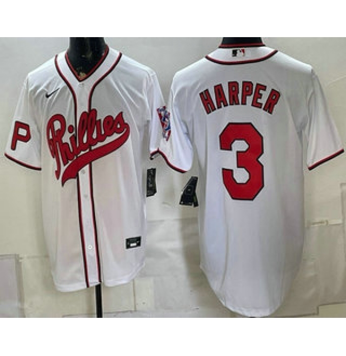 Men's Philadelphia Phillies #3 Bryce Harper White 2026 Field of Dreams Stadium Stitched Jersey