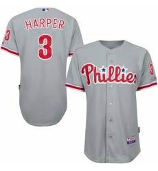 Youth Philadelphia Phillies #3 Bryce Harper Grey Cool Base Stitched MLB Jersey