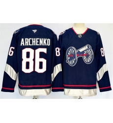 Men's Columbus Blue Jackets #86 Kirill Marchenko Navy 2024-25 With C Stitched Hockey Jersey