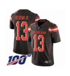 Men's Cleveland Browns #13 Odell Beckham Jr. 100th Season Brown Team Color Vapor Untouchable Limited Player Football Jersey