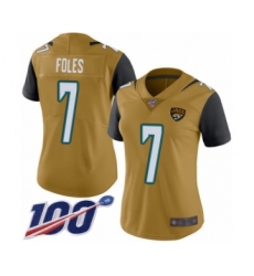 Women's Nike Jacksonville Jaguars #7 Nick Foles Limited Gold Rush Vapor Untouchable 100th Season NFL Jersey