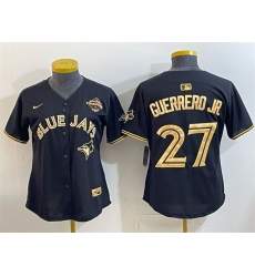 Women's Toronto Blue Jays #27 Vladimir Guerrero Jr. Black Gold 2025 American League Champions Limited Stitched Baseball Jersey(Run Small)