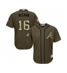 Men's Atlanta Braves #16 Brian McCann Authentic Green Salute to Service Baseball Jersey