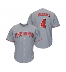 Men's Cincinnati Reds #4 Jose Iglesias Replica Grey Road Cool Base Baseball Jersey