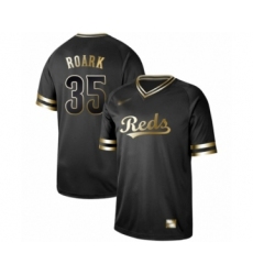 Men's Cincinnati Reds #35 Tanner Roark Authentic Black Gold Fashion Baseball Jersey