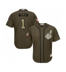 Youth Cleveland Indians #1 Greg Allen Authentic Green Salute to Service Baseball Jersey