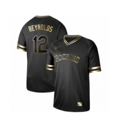 Men's Colorado Rockies #12 Mark Reynolds Authentic Black Gold Fashion Baseball Jersey
