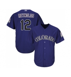 Men's Colorado Rockies #12 Mark Reynolds Replica Purple Alternate 1 Cool Base Baseball Jersey