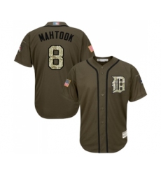 Men's Detroit Tigers #8 Mikie Mahtook Authentic Green Salute to Service Baseball Jersey