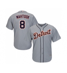 Men's Detroit Tigers #8 Mikie Mahtook Replica Grey Road Cool Base Baseball Jersey