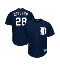 Men's Detroit Tigers #28 Niko Goodrum Replica Navy Blue Alternate Cool Base Baseball Jersey