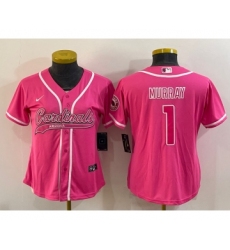 Women's Arizona Cardinals #1 Kyler Murray Pink With Patch Cool Base Stitched Baseball Jersey
