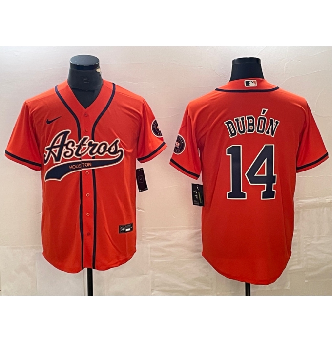 Men's Houston Astros #14 Mauricio Dubon Orange Cool Base Stitched Baseball Jersey