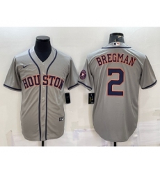 Men's Houston Astros #2 Alex Bregman Grey With Patch Stitched MLB Cool Base Nike Jersey
