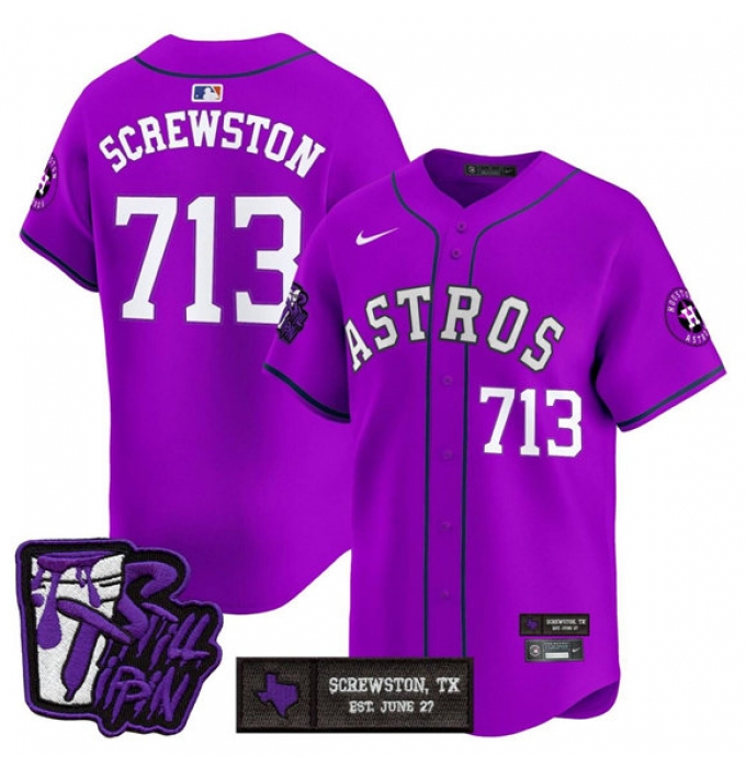 Men's Houston Astros #713 DJ Screw Still Tippin Purple Vapor Limited Stitched Baseball Jersey