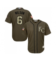 Men's Kansas City Royals #6 Willie Wilson Authentic Green Salute to Service Baseball Jersey