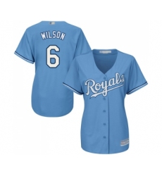 Women's Kansas City Royals #6 Willie Wilson Replica Light Blue Alternate 1 Cool Base Baseball Jersey