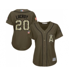 Women's Los Angeles Angels of Anaheim #20 Jonathan Lucroy Authentic Green Salute to Service Baseball Jersey
