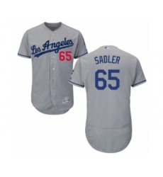 Men's Los Angeles Dodgers #65 Casey Sadler Grey Road Flex Base Authentic Collection Baseball Player Jersey