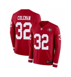 Youth San Francisco 49ers #32 Tevin Coleman Limited Red Therma Long Sleeve Football Jersey