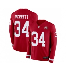 Men's San Francisco 49ers #34 Jason Verrett Limited Red Therma Long Sleeve Football Jersey