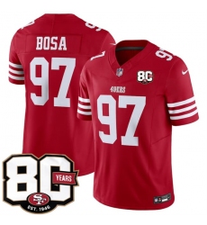 Men's San Francisco 49ers #97 Nick Bosa Red 80th Anniversary 2026 F.U.S.E. Vapor Untouchable Limited Football Stitched Jersey