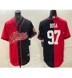 Men's San Francisco 49ers #97 Nick Bosa Red Black Two Tone Cool Base Stitched Baseball Jersey