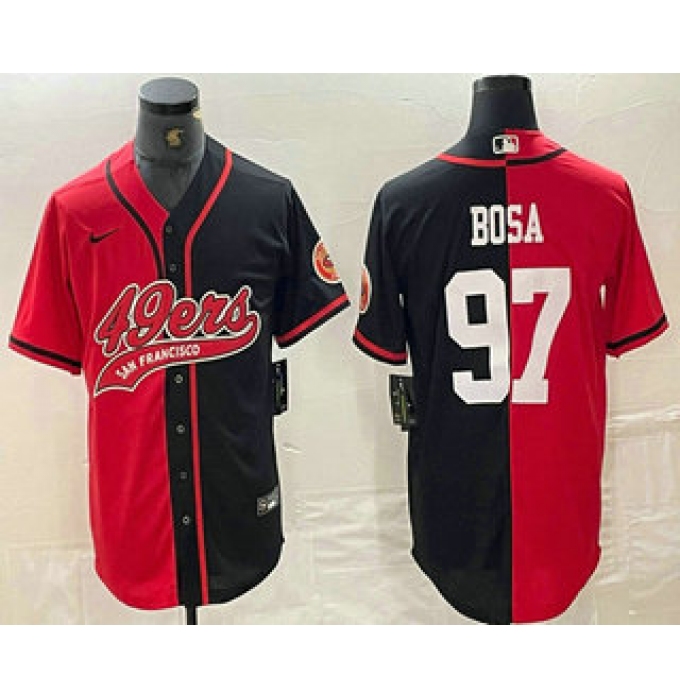 Men's San Francisco 49ers #97 Nick Bosa Red Black Two Tone Cool Base Stitched Baseball Jersey