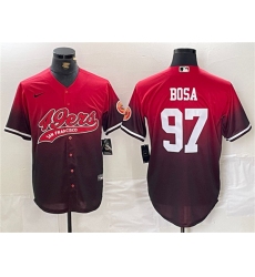 Men's San Francisco 49ers #97 Nick Bosa Red Black With Cool Base Baseball Stitched Jersey