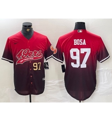 Men's San Francisco 49ers #97 Nick Bosa Red Black With Cool Base Baseball Stitched Jerseys