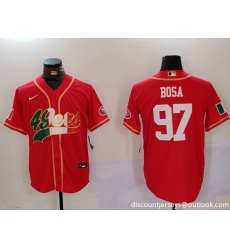 Men's San Francisco 49ers #97 Nick Bosa Red With Cool Base Stitched Baseball Jersey