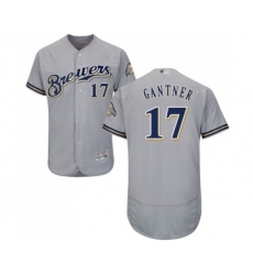 Men's Milwaukee Brewers #17 Jim Gantner Grey Road Flex Base Authentic Collection Baseball Jersey