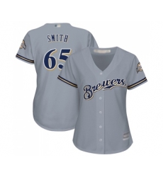 Women's Milwaukee Brewers #65 Burch Smith Replica Grey Road Cool Base Baseball Jersey
