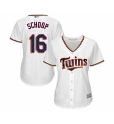 Women's Minnesota Twins #16 Jonathan Schoop Replica White Home Cool Base Baseball Jersey