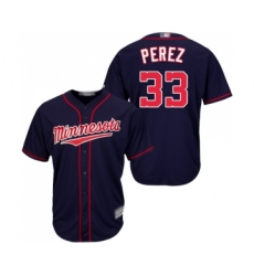 Men's Minnesota Twins #33 Martin Perez Replica Navy Blue Alternate Road Cool Base Baseball Jersey