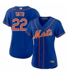 Women New York Mets Juan Soto #22 Blue Cool Base Stitched MLB Jersey