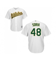 Men's Oakland Athletics #48 Joakim Soria Replica White Home Cool Base Baseball Jersey