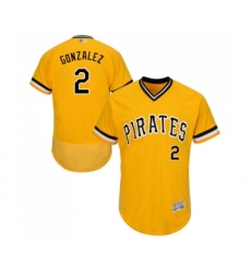 Men's Pittsburgh Pirates #2 Erik Gonzalez Gold Alternate Flex Base Authentic Collection Baseball Jersey