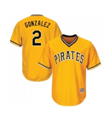 Men's Pittsburgh Pirates #2 Erik Gonzalez Replica Gold Alternate Cool Base Baseball Jersey