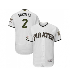 Men's Pittsburgh Pirates #2 Erik Gonzalez White Alternate Authentic Collection Flex Base Baseball Jersey