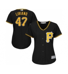 Women's Pittsburgh Pirates #47 Francisco Liriano Replica Black Alternate Cool Base Baseball Jersey