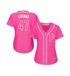 Women's Pittsburgh Pirates #47 Francisco Liriano Replica Pink Fashion Cool Base Baseball Jersey