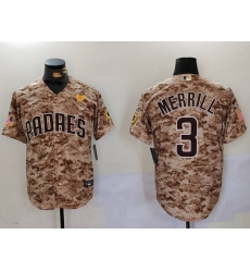 Men's San Diego Padres #3 Jackson Merrill Camo With PS Cool Base Stitched Jersey